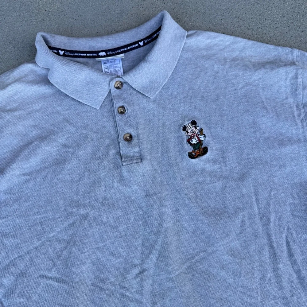 Disneyland Resort Mickey Mouse California Adventure Grey Polo Shirt Mens XXL - Picture 3 of 10